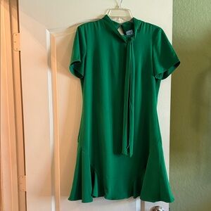 CeCe Emerald Tie-Neck Mini Dress